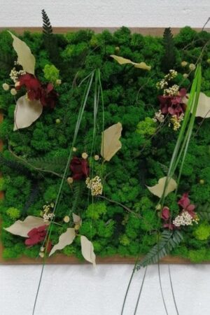 Quadro lichene e fiori stabilizzati