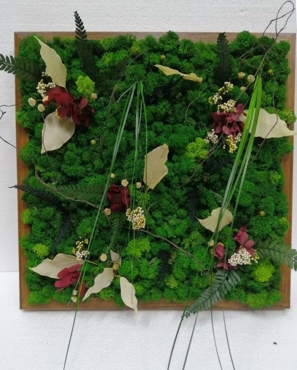 Quadro lichene e fiori stabilizzati