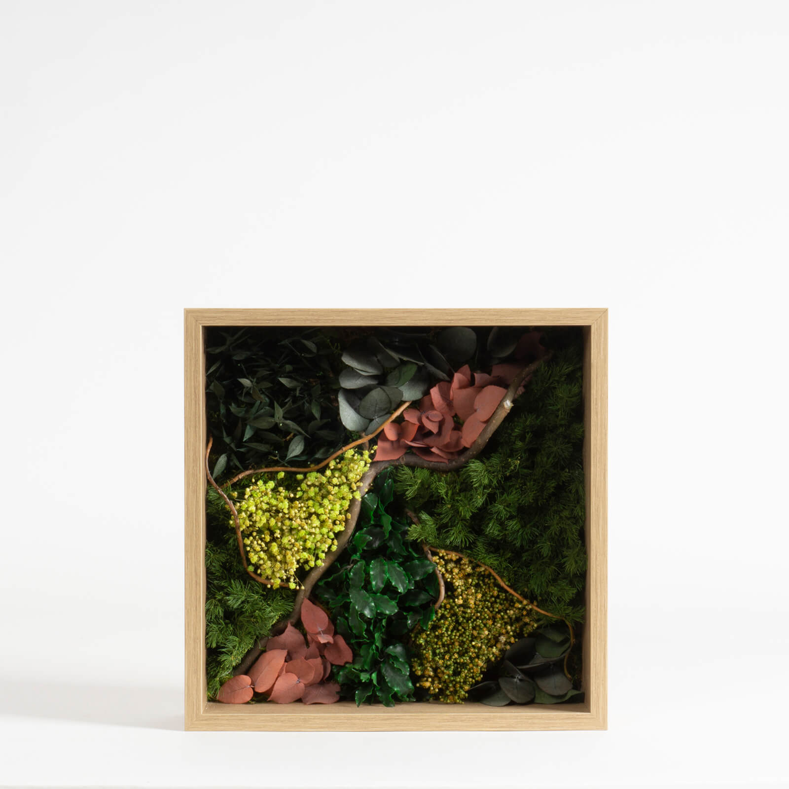 Quadro portaoggetti con fogliame stabilizzato