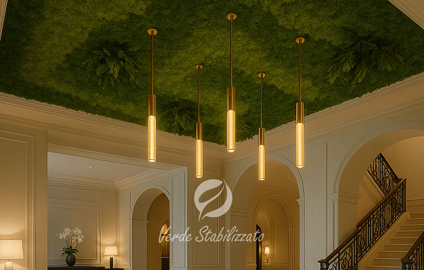 Soffitto di verde stabilizzato di un hotel.